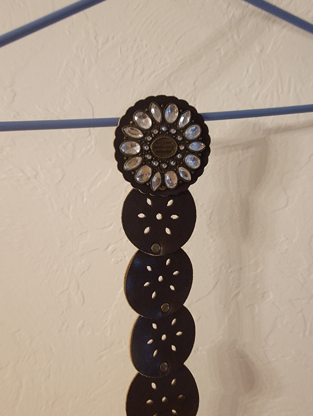 Decorative Black Belt With Rhinestone Buckle. 36 Inches Long